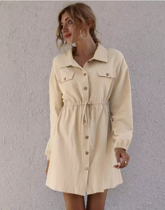 European American Fashion Women's Lapel Cardigan Dress