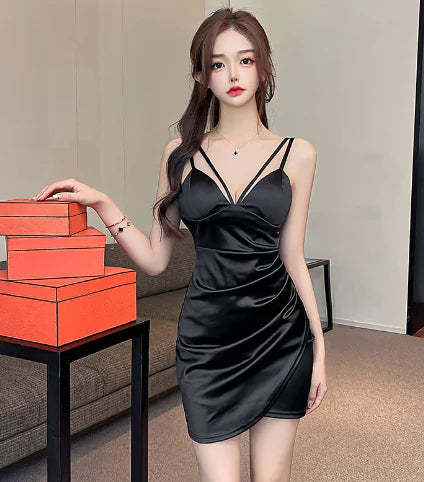 Sexy V-Neck Strap Dress with Irregular Hem