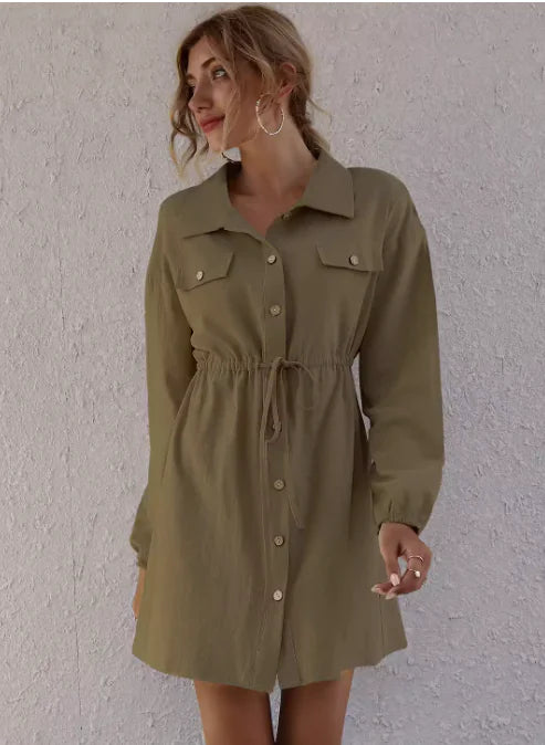 European American Fashion Women's Lapel Cardigan Dress