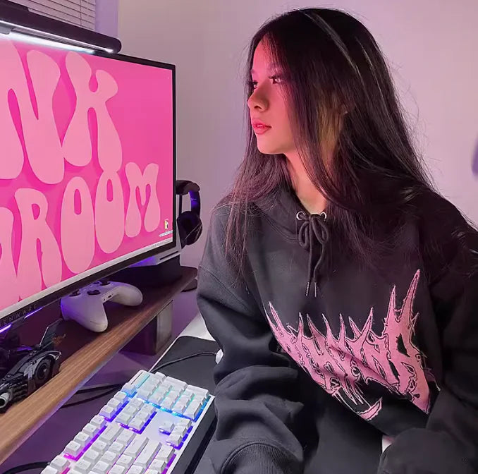 Cartoon Gothic Thorns Fleece Long Sleeve Hoodie T-Shirt