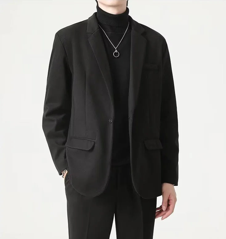 Korean Casual Business Suit with Pocket Decoration