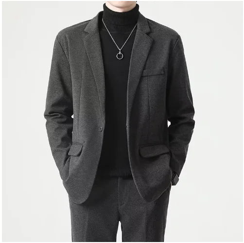 Korean Casual Business Suit with Pocket Decoration