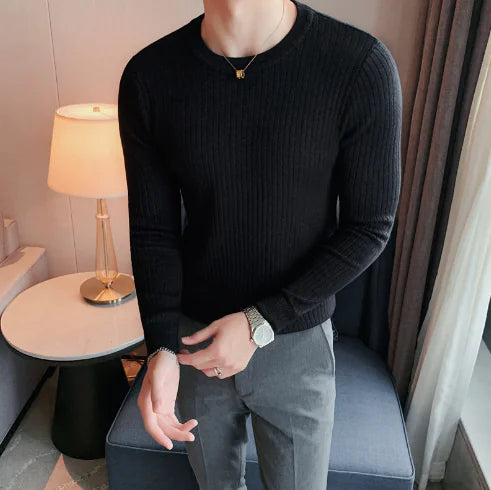 Lightweight Men's Sweater, Round Neck, Slim Fit Knit