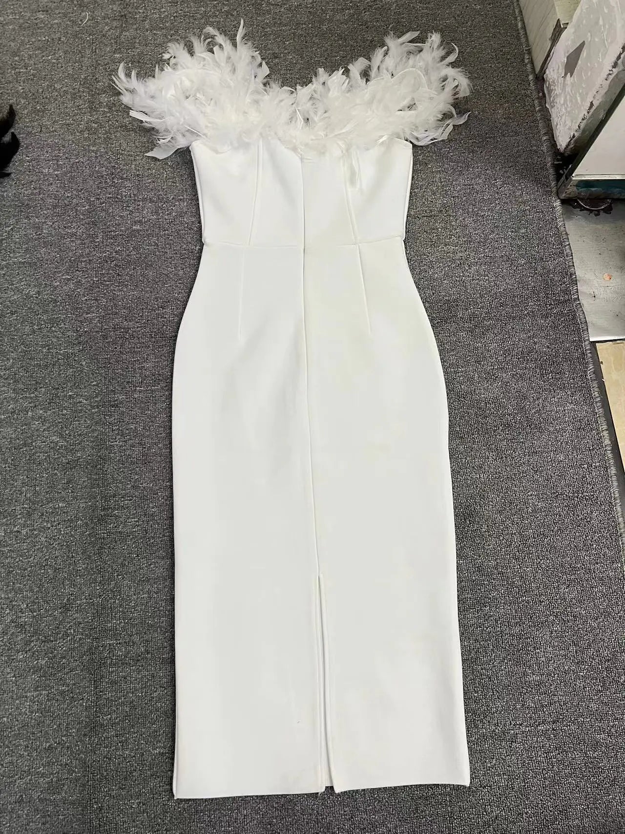 Elegant High-End Diamond Feather One-Piece Dress