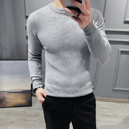 Lightweight Men's Sweater, Round Neck, Slim Fit Knit