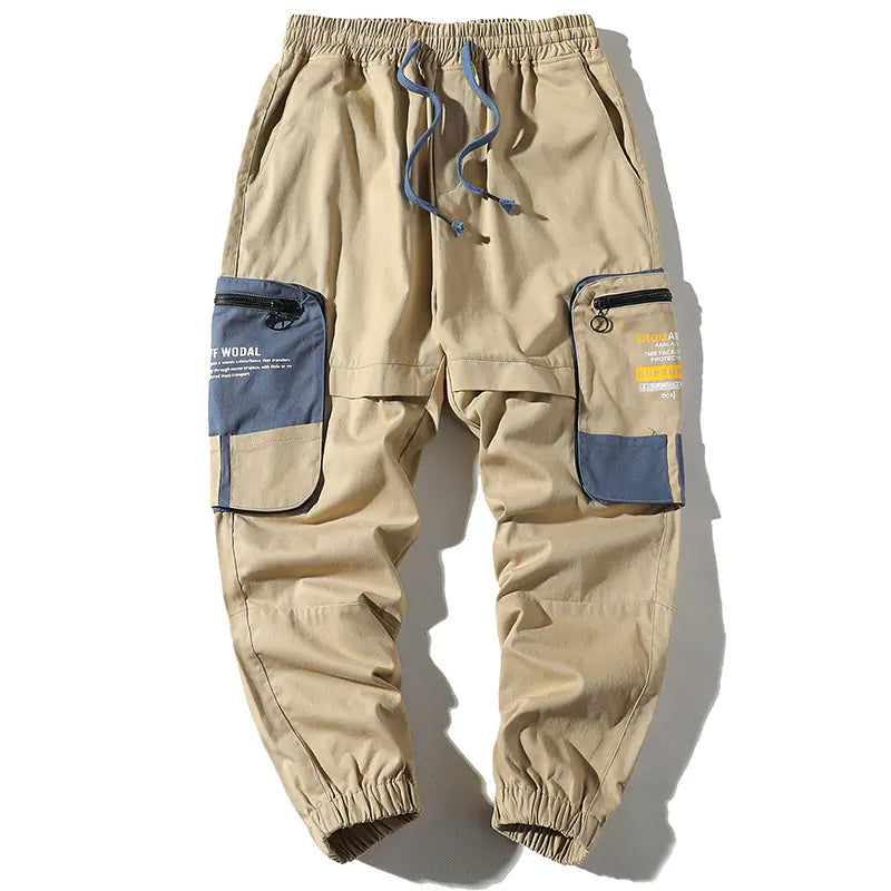 Color-Blocked Cargo Pants with Large Pockets