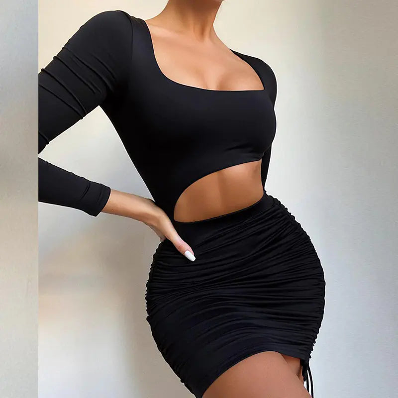 Hollow-out Long Sleeved Dress for Women